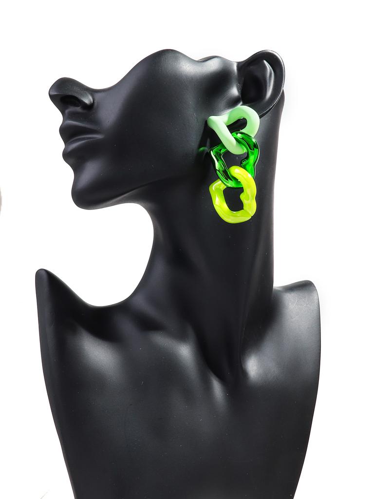 Fashion Green Geometric Acrylic Earrings Set for Women Heart Shaped Resin Earring Pack Party  Jewelry