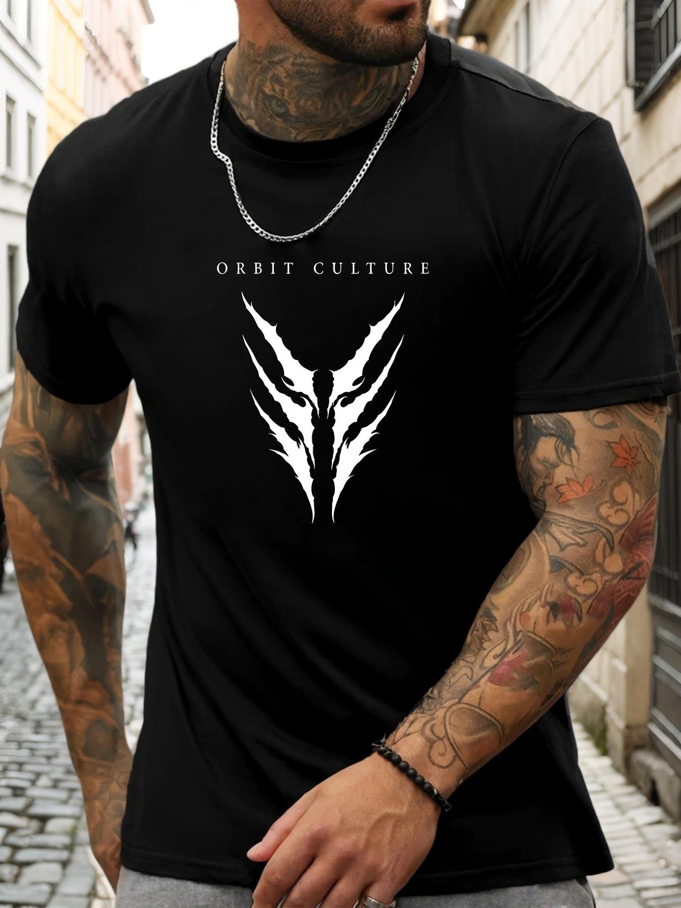 ORBIT CULTURE Graphic Print T-shirt - 100% Cotton 180gsm Lightweight Summer Tee with Bold Wing Design XXXL