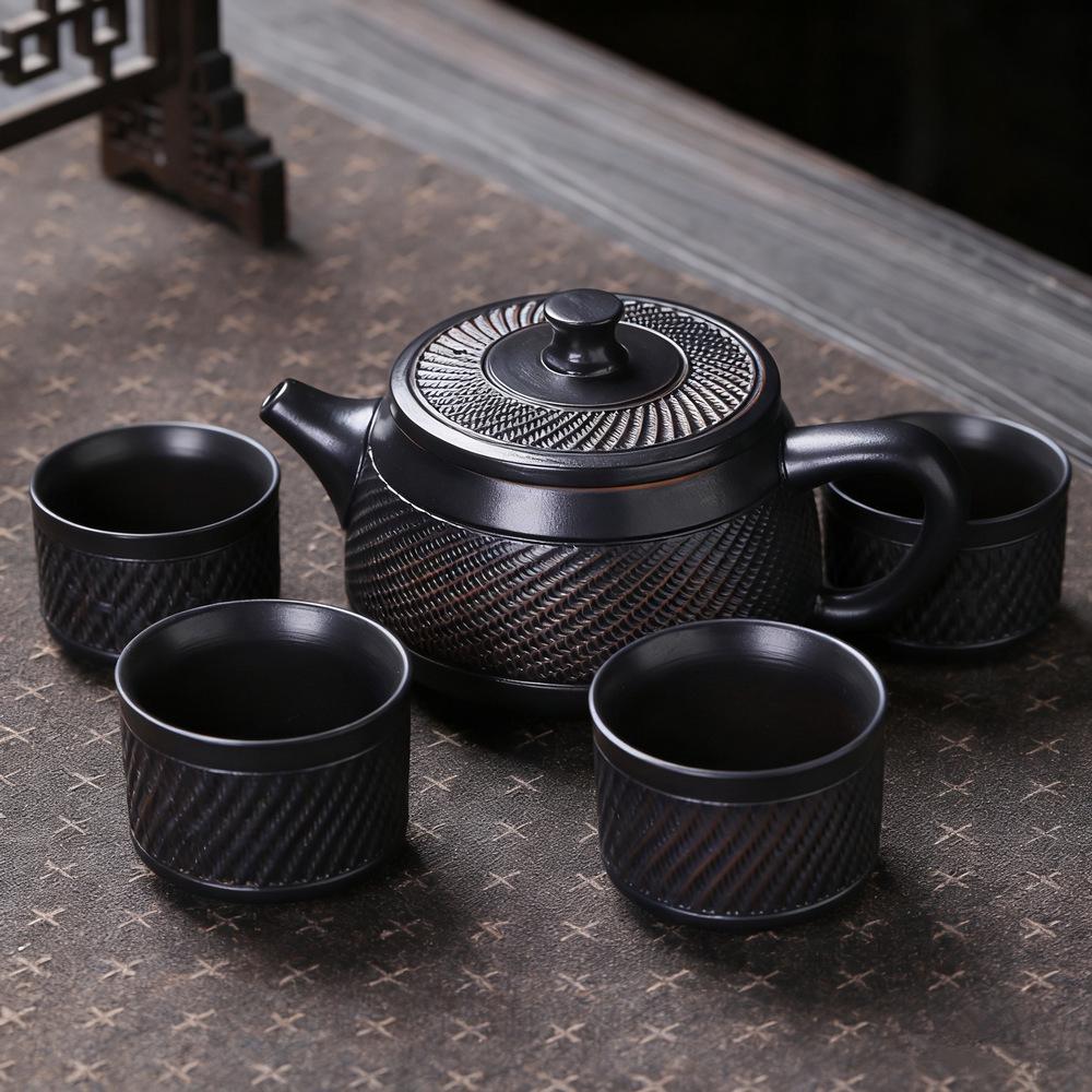 Phoenix Song Portable Purple Clay Teapot Travel Set - Ceramic Quick Cup Household Tea Set