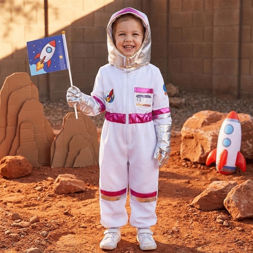with Gloves Child Spaceman Outfit with Cap Space Suit Rocket Jumpsuit Stage Wear