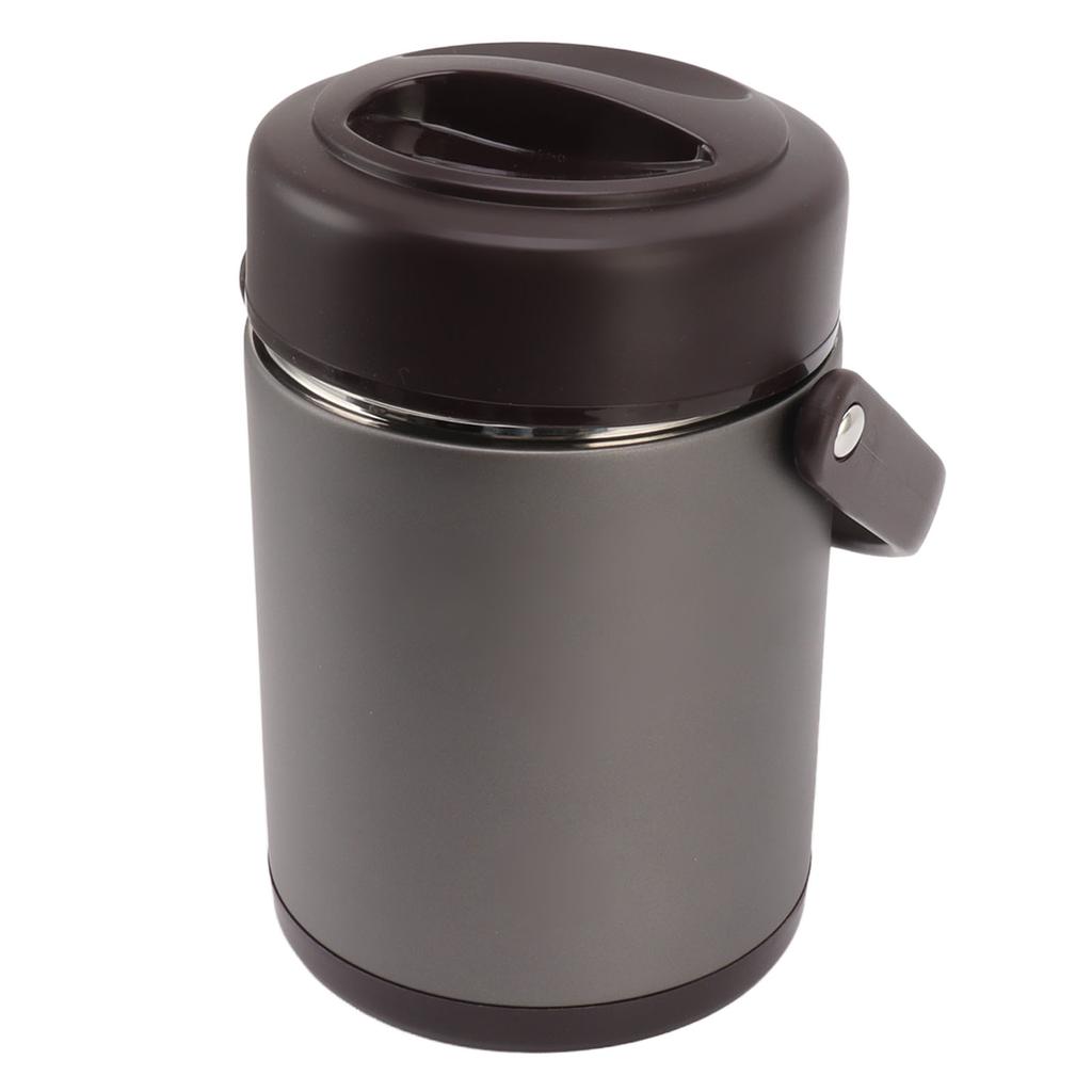 2L Dark Gray Insulated Food Container Multi Layer Stainless Steel Large Capacity Insulation Vacuum Food Jar
