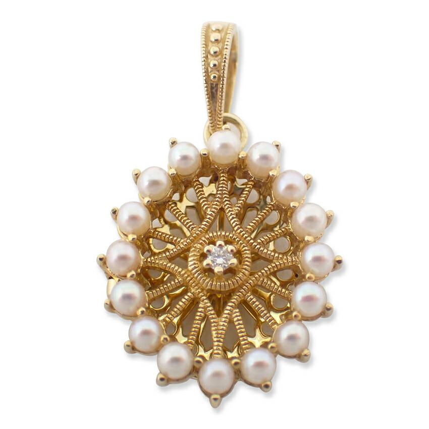 

[Б/У] K10 медальйон з діамантами з дитячими перлами/g424-46