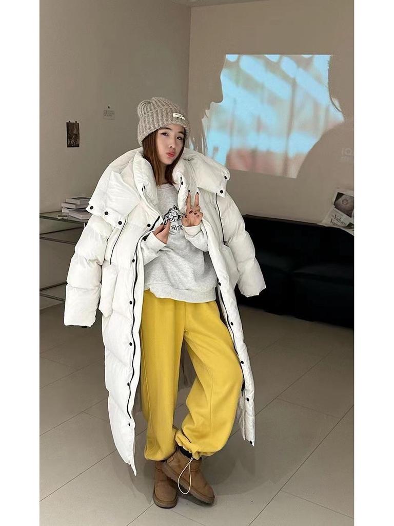 2023 Winter Women's Long White Duck Down Jacket: Korean-Style, Over-the-Knee, Loose, High-End & Thickened