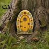 Durable Fairy Door for Garden Mini Wooden Door, 2D Flat Miniature Unique House Gate DIY Craft, Dollhouse Accessory, Wall Terrarium Decor Festive