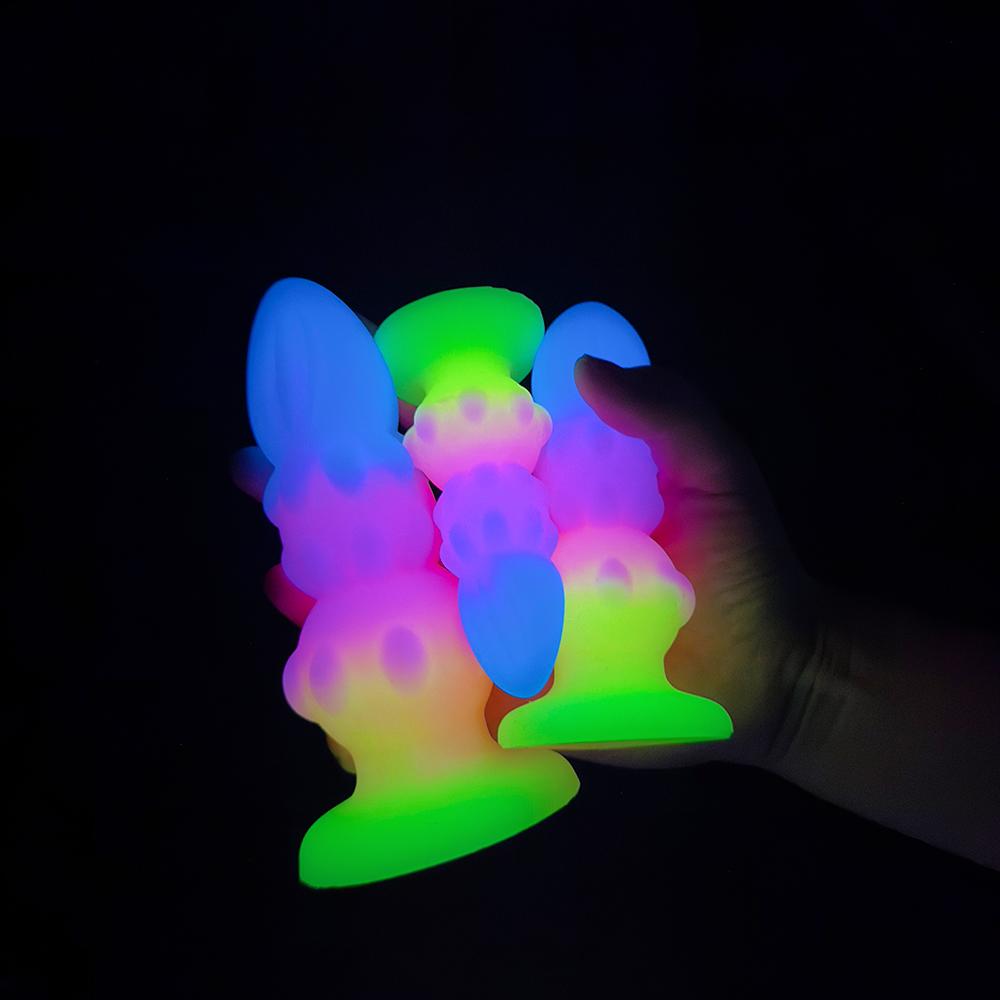 Luminous Anal Plug Dildos Butt Plug With Suction Cup Sex Tool Adult Silicone Dildo Anal Dilator Sex Toys