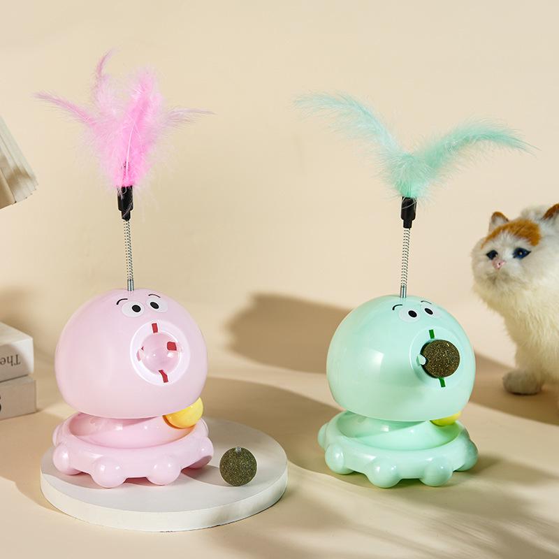 Octopus Cat Teaser Toy Set with Self-Entertainment Mint Balls and Turntable