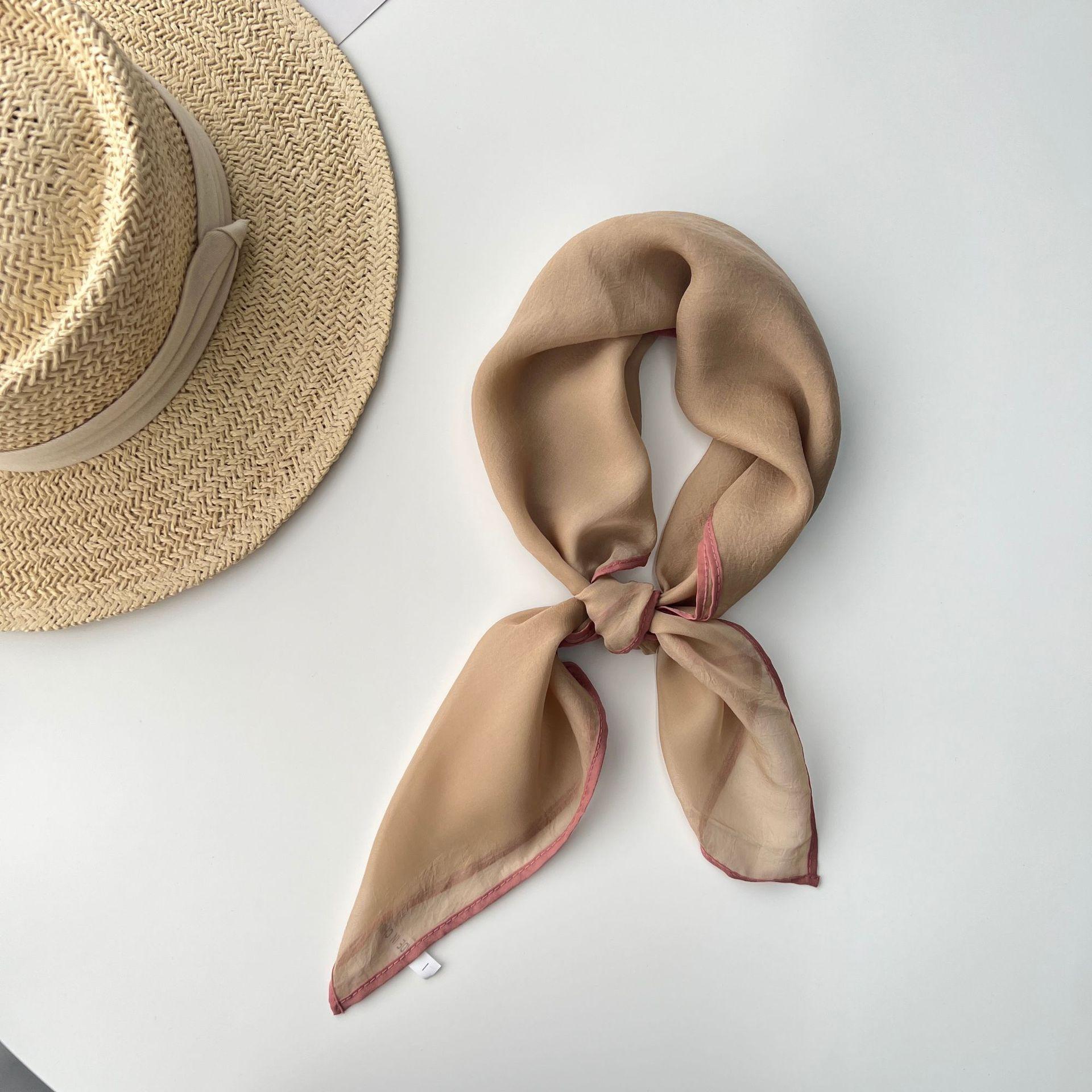 

Однотонный носовой платок, хлопковые шейные шарфы для женщин, маленькие шали и накидки, бандана, платки на голову 70cm хаки