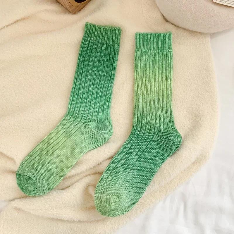 Winter Thick Warm Long Socks Gradient Wool Cashmere Kawaii Socks Women Thermal Floor Sleeping Socks New Year Gift Autumn 2025New