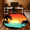 1pc Sunset Palm Trees Round Chair Mat Area Rug - Non-Slip, Floor Mat for Office, Bedroom, Home Decor Christmas Gift P0811203