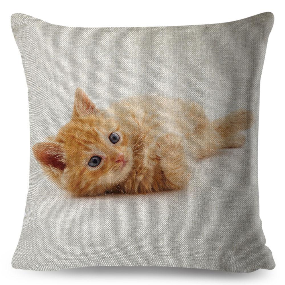 Cute Cat Pillowcase Decor Lovely Pet Animal Print Cojines Cushion Cover Polyester Pillow Case for Home Sofa Children Room 45x45