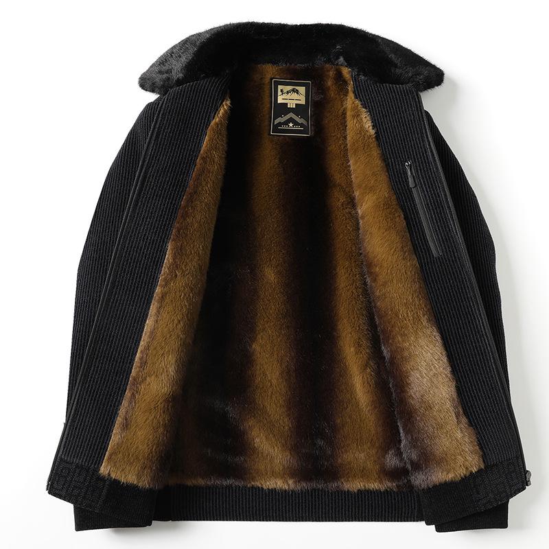 Men's Chenille Wool Jacket - Autumn/Winter, Plus Velvet, Thickened, Warm, for Middle-aged and Elderly
