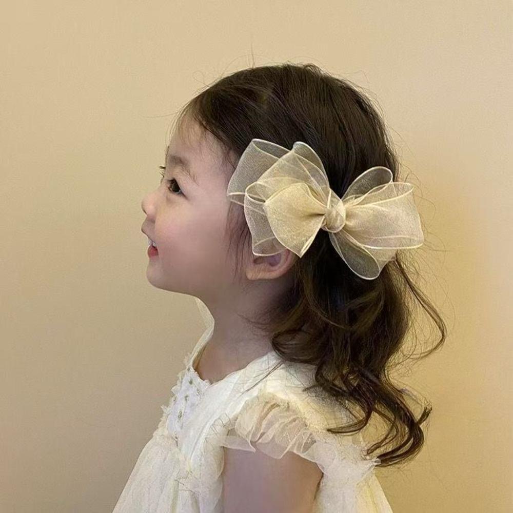Korean Mesh Gauze Bow Baby Hairpins Fairy Princess Girl Back Head Hair Clips Top Clips Side Clip Kids Headwear Bair Accessories