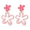 925 Silver Needle Korean Fashion Pink Flower Drop Earrings For Women Jewelry Trending New Women's French Blue Earrings Gift