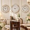 12Inch WallMounted Analog Clock Quiet Decorative Wall with Floral Frame NonTicking Timepiece