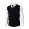 Pánská vesta svetr s výstřihem do V bez rukávů Slim Fit Colorblock Pletený svetr Slim Fit Střední délka Zahuštěný svetr preppy a business stylu