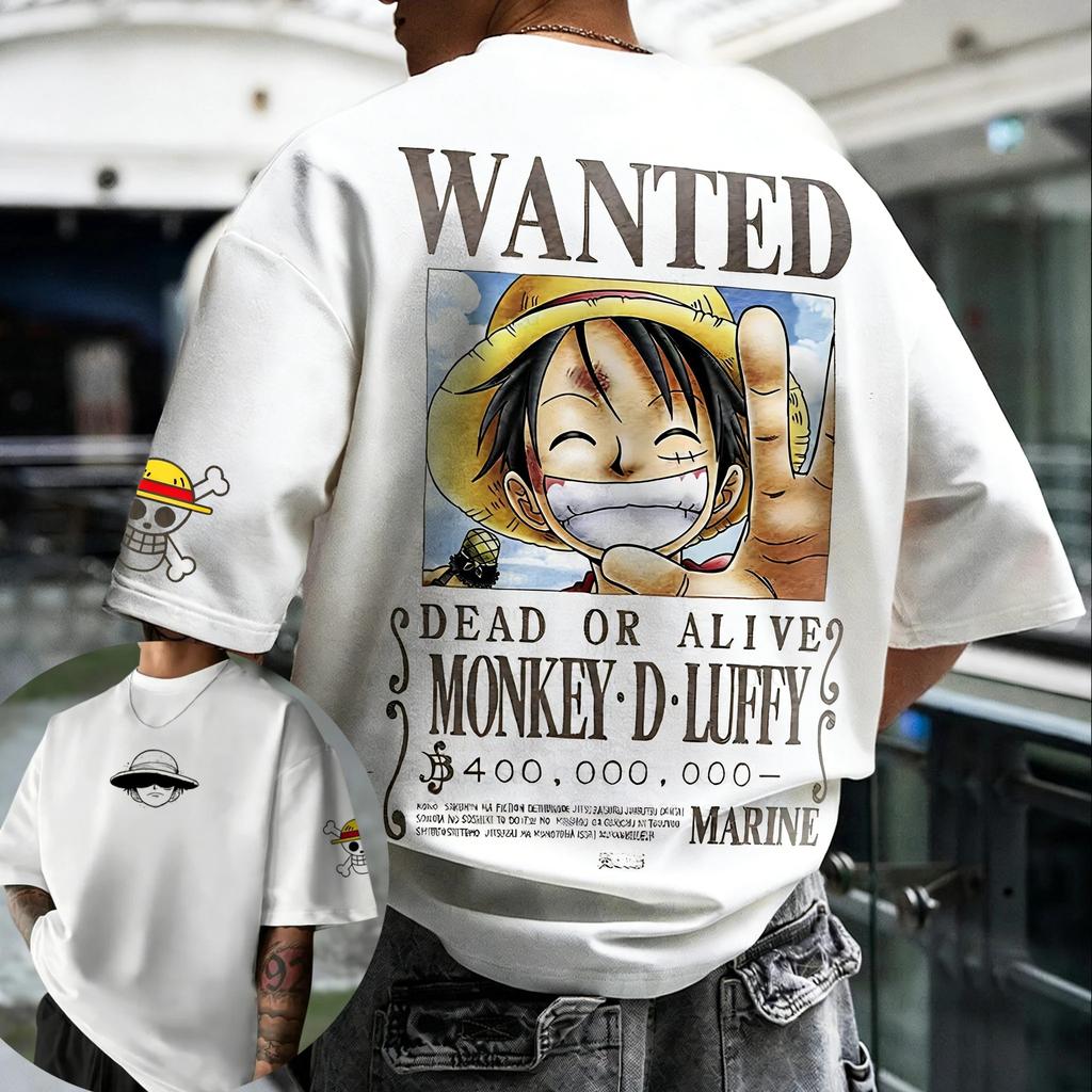 One Piece Vinsmoke Sanji Wanted Poster Graphic T-Shirt, Unisex Oversized Streetwear Casual Cotton Short Sleeve T-shirt