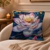 Lotus Flower Cushion Cover Anti-dustmite Pillowcase Invisible Zipper Silky Short Plush Sofa Cushion Cover