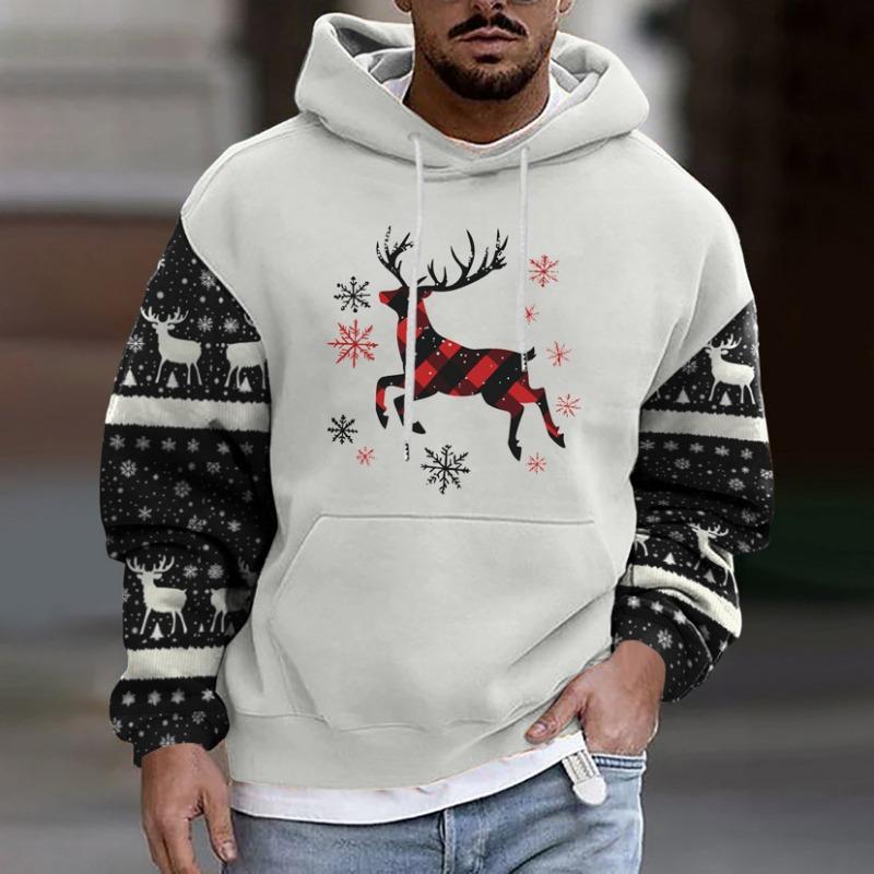 Men S Long Sleeve Hooded Sweatshirt 3d Christmas Print Street Style