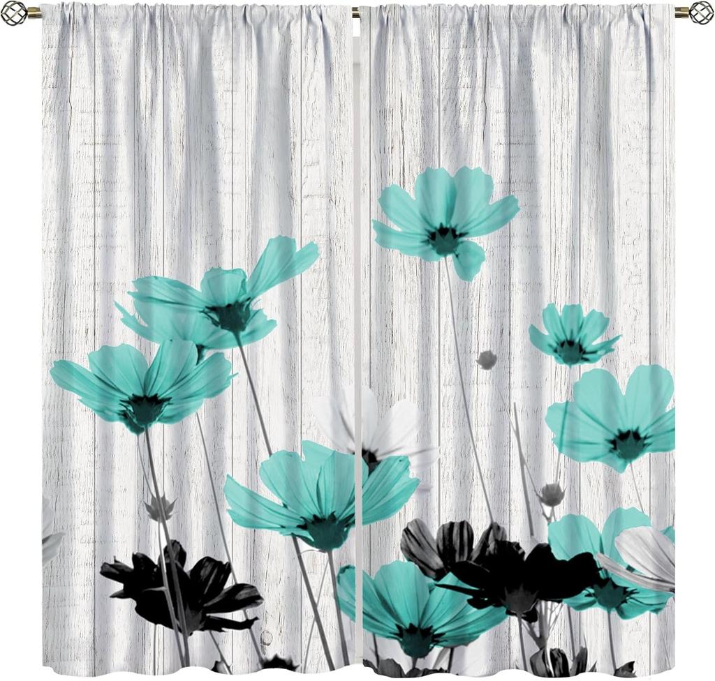 Birds Bible Verse Kitchen Curtains, Christian Rustic Flower Cross Scripture Quote Hummingbird Window Drapes For Bedroom