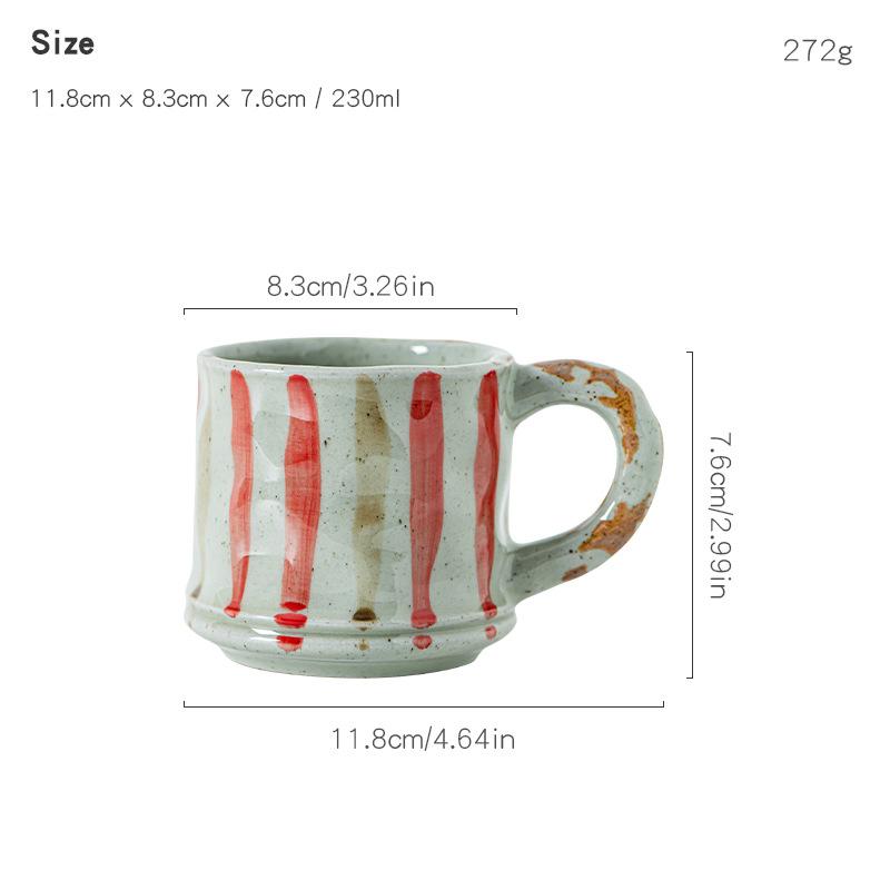 Handmade Rough Pottery Retro Coffee Mugs, Japanese Graffiti Tea Cup, High-value Couple Water Cups, Birthday Gift Ceramic Mug 230ml