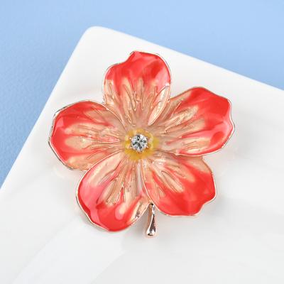 Strass Tropföl Rot Farbe Hibiskusblüten Brosche Für Frauen Legierung Lässig Hochzeiten Brosche Anstecknadeln Geschenke