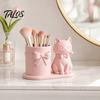 Cat Pen Holder, Cute Kitty Desk Organizer with Pens, Pencils, Makeup Brushes, 3D Printed Cat Sculpture for Home Office Desk Decor