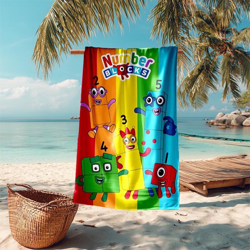 Beach Towel with Numberblocks7 Pattern - soft,absorbent,machine washable Lightweight&Modern,swimming,Travel Essentials