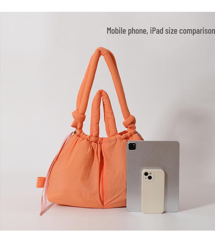 Women's Puffy Drawstring Shoulder Bag: Large Capacity Down-Filled Nylon Crossbody Cloud Bag