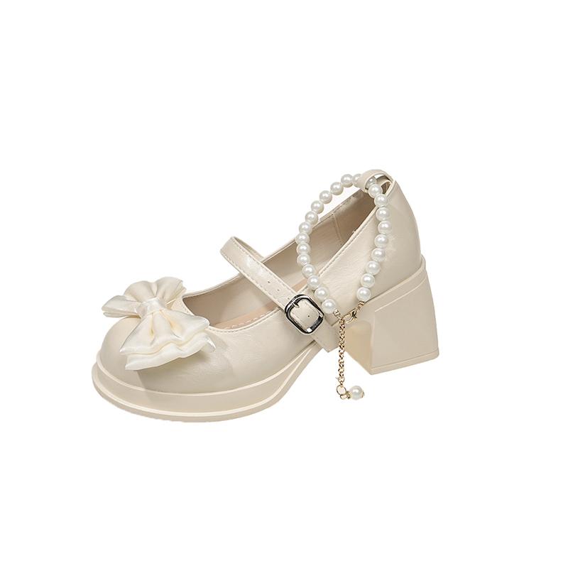 

Fashion Women s Thick Heel Spring New Sweet Butterfly Knot Slip-On Casual Shoes Sample High-quality Hot-selling Single Shoes 35