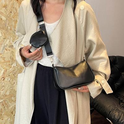 Stylish Shoulder Bag for Women Lightweight PU with Detachable Coin Purse Adjustable Strap for Daily Use Shopping Handbag