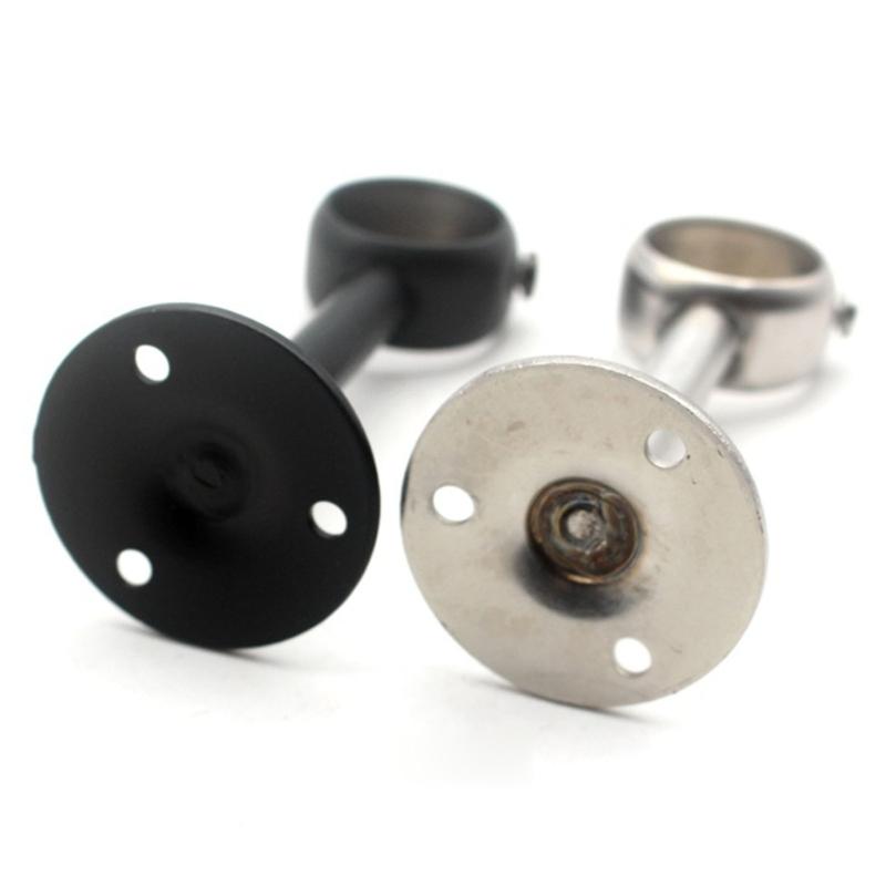 2 pièces Supports de Poteaux de Rideaux de Plafond Robustes en Acier Inoxydable Pour Tiges de 25x100mm Argent/Noir