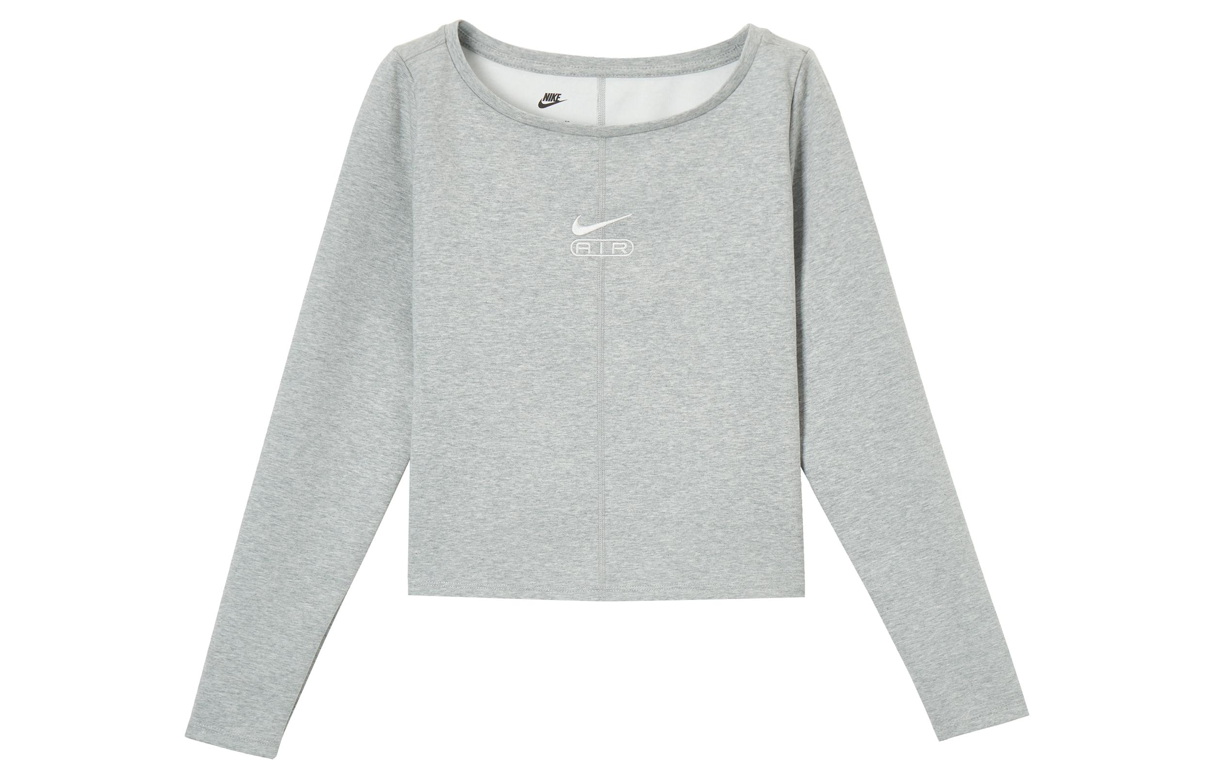 Nike T Shirts Women s Gray Crew Neck Moderate Straight Fit FN1912-063 S