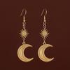 New Arrival Hippie Tribe Bohemia Gold Color Sun Crescent Moon Dangle Earrings for Women Infidels Witch Jewelry Accessories Gifts