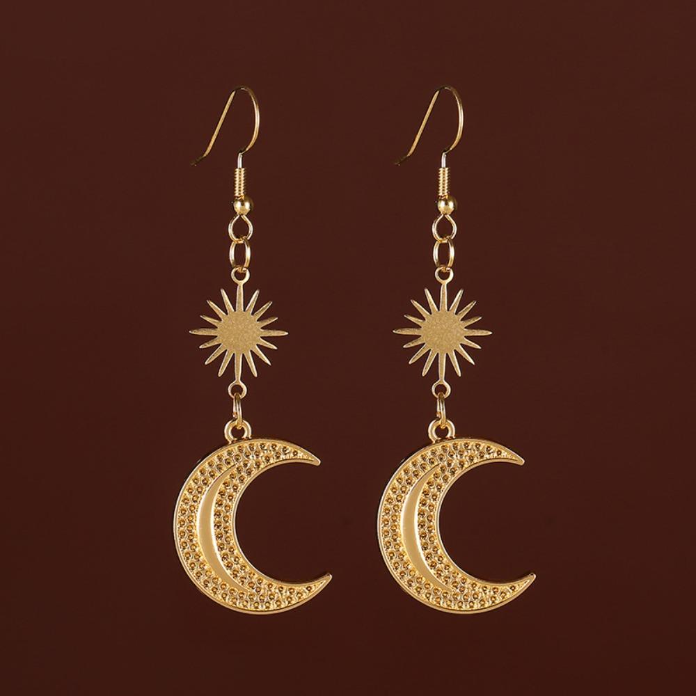 New Arrival Hippie Tribe Bohemia Gold Color Sun Crescent Moon Dangle Earrings for Women Infidels Witch Jewelry Accessories Gifts