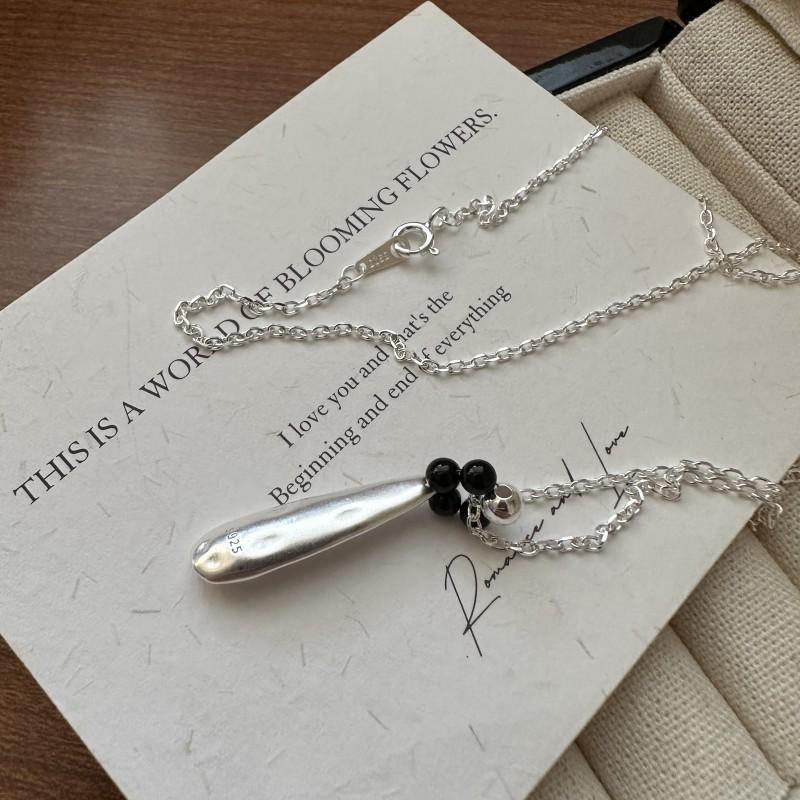 S925 Sterling Silver Fashion Niche Design Personalized Water Drop Necklace Korean Style Simple Design Sweater Chain 925 silver