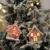 Christmas Tree Ornaments 2 Piece Wooden Pendant With Light Gingerbread House Christmas Tree Pendant For Holiday Party Supplies
