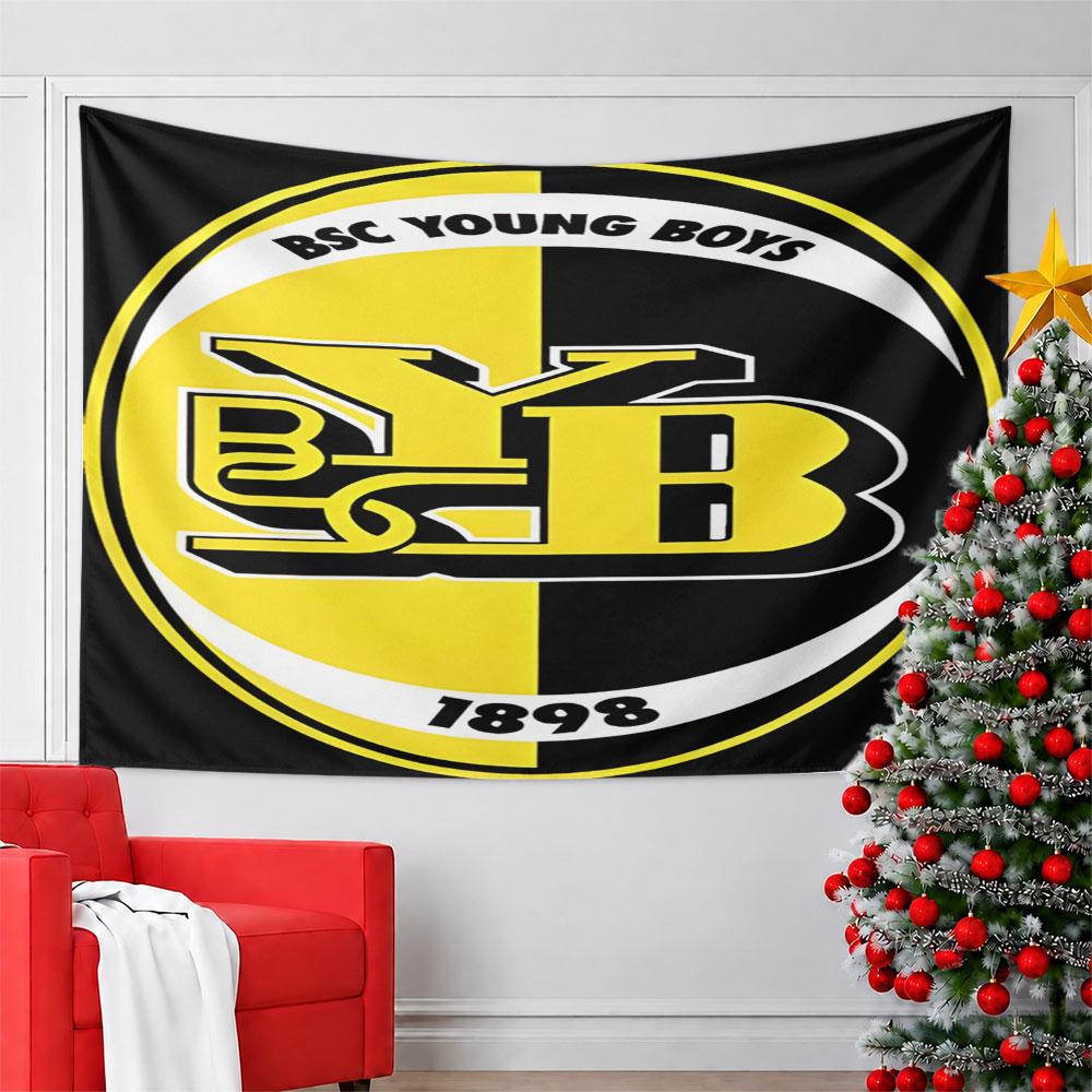 Yellow and Black BSC Young Boys Logo Design Pattern Wall Hanging Tapestry Decorative Tapestry Home Decor for Bedroom and Living Room