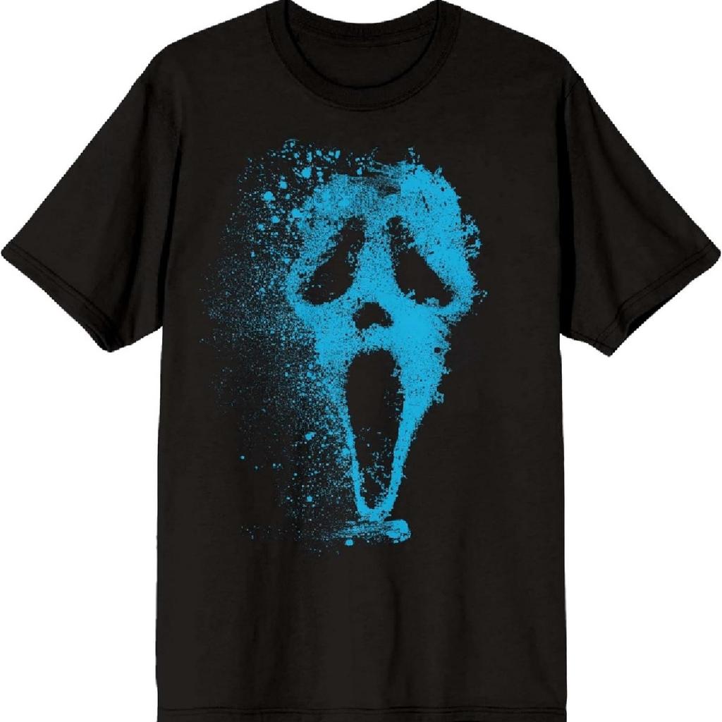 Ghostface Masken Splatter Grafik Rundhals Kurzarm Herren Schwarzes T-Shirt
