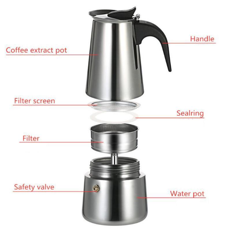 Portable Household Coffee Utensil Set Espresso Mocha Pot With Small Electric Stove Stainless Steel Coffee Pot
