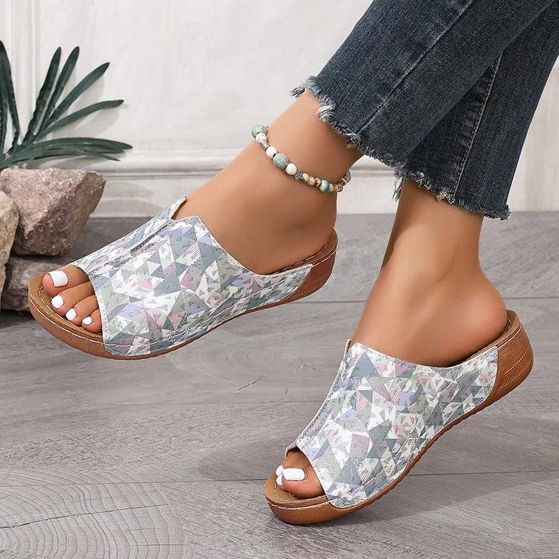 Fashion Fashion Floral Printed Women's Slippers Summer Soft Sole Comfort Wedges Sandals Woman Lightweight Non Slip Casual Beach Slides