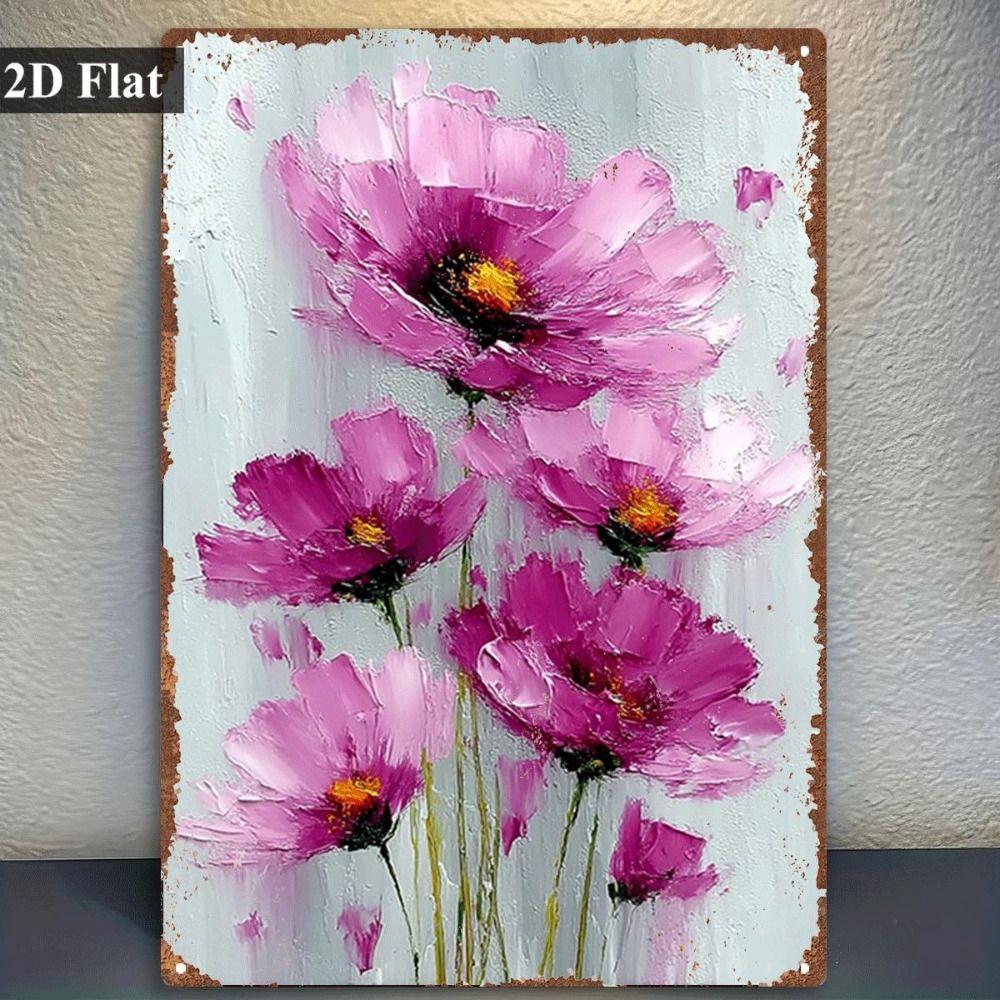Vintage Metal Tin Sign Bird Feeding Chicks on Flowers Florist Decor For Living Room 20x30cm