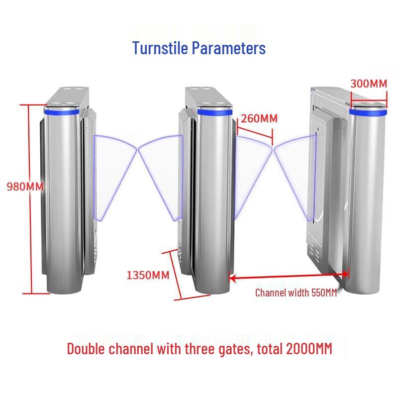 Realand Bridge-Type Flap Barrier Access Control Gate CN Plug (adapter Included)