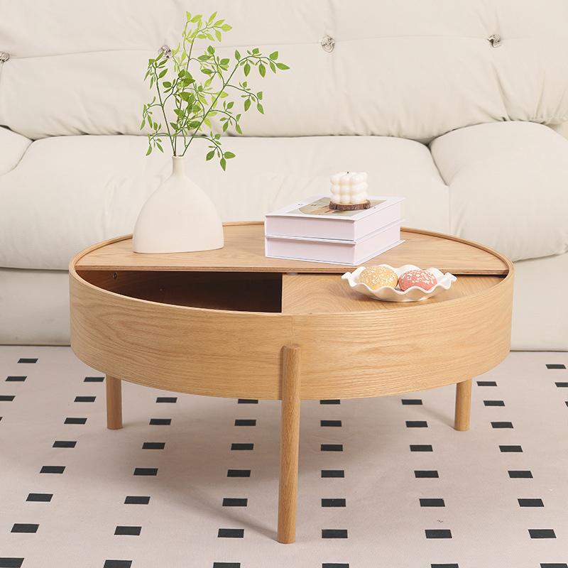 Solid Wood Coffee Tables Modern Multifunctional Storage Side Table Nordic Design Living Room Round Sofa Coffee Table Removable