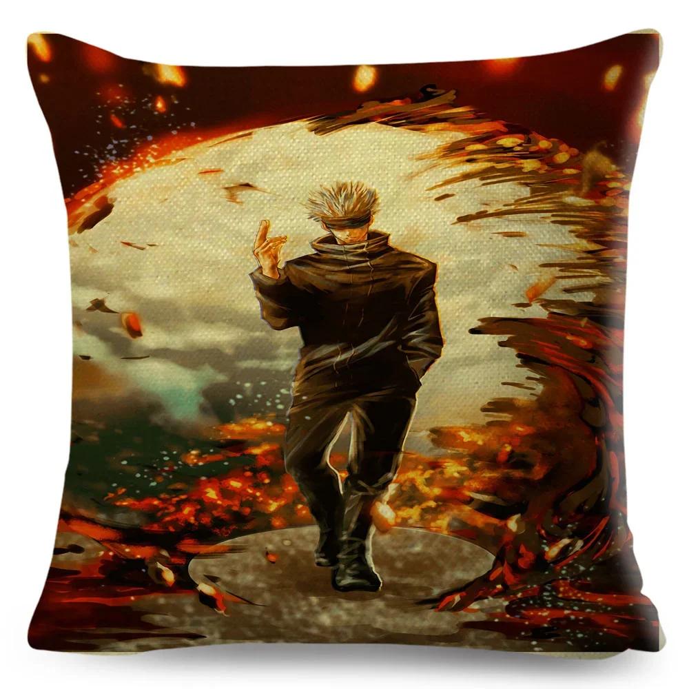 Jujutsu Kaisen Cushion Cover for Sofa Home Children Room Decor Cartoon Japanese Anime Print Pillowcase Polyester Pillow Case