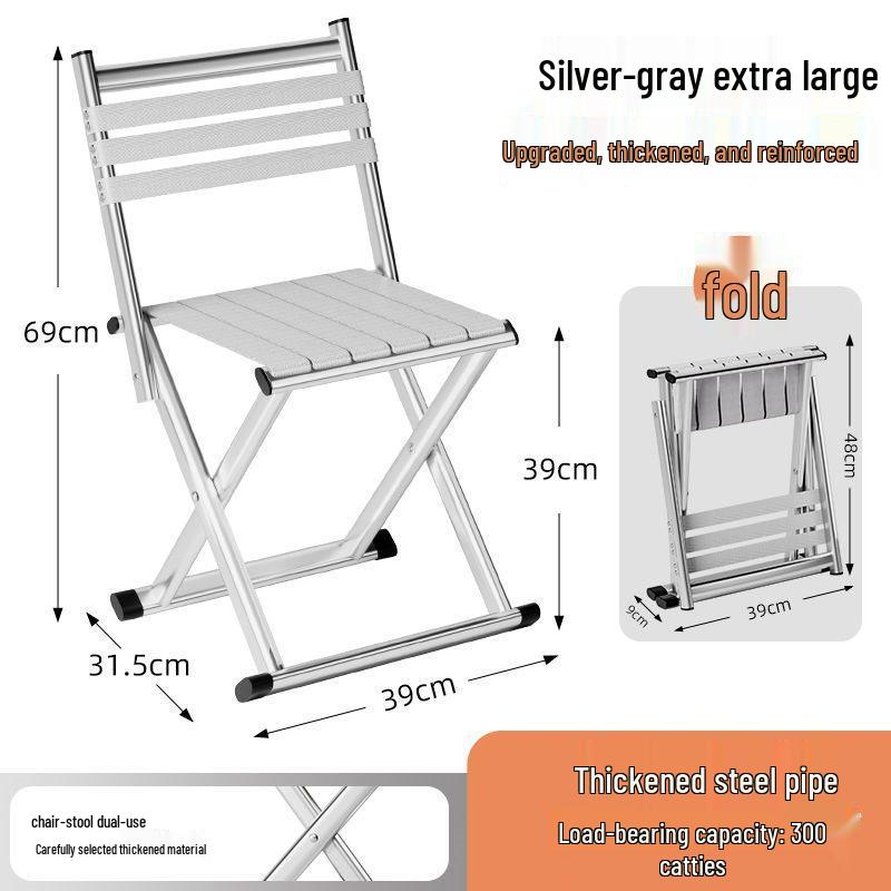 Portable Thickened Folding Stool with Backrest for Camping and Barbecue