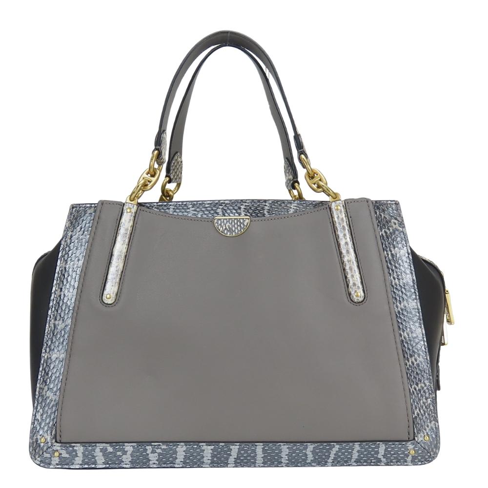 Used COACH Tote Bag 76459 leather gray black Python