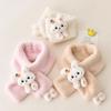 Boys Girls Winter Scarfs Thick Plush Cross Children's Scarf Baby Bib Cute Cartoon Rabbit Faux Fur Neck Protection Warm Shawl