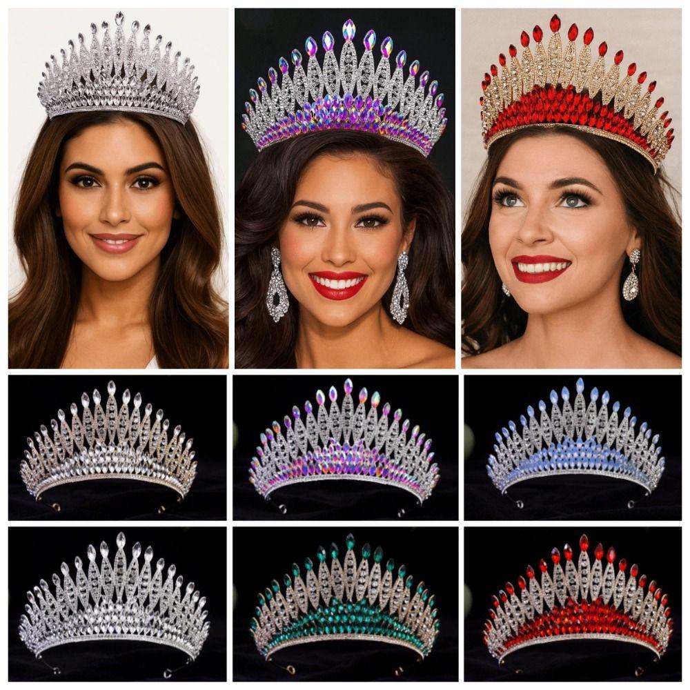 Luxury Zinc Zinc Alloy Princess Crown Elegant Bridal Headwear Rhinestone Diadem  Photography Props