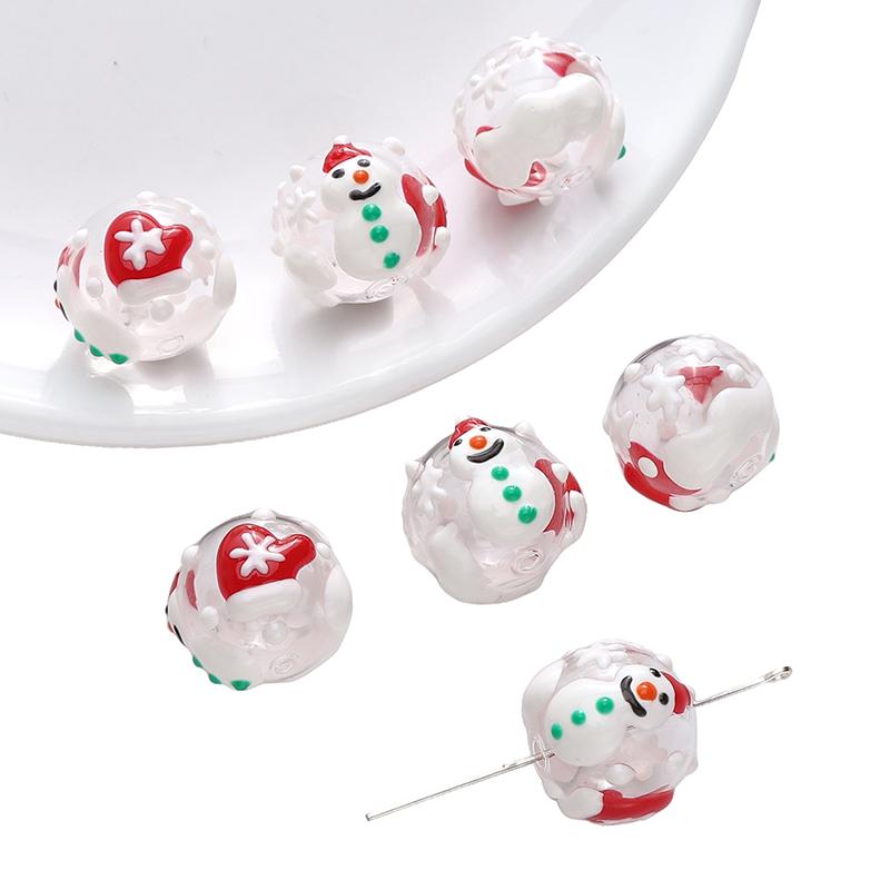 1pc/bag Christmas Series Glazed Colored Hand-Painted Beads DIY Bracelet Necklace Earrings Jewelry Accessories