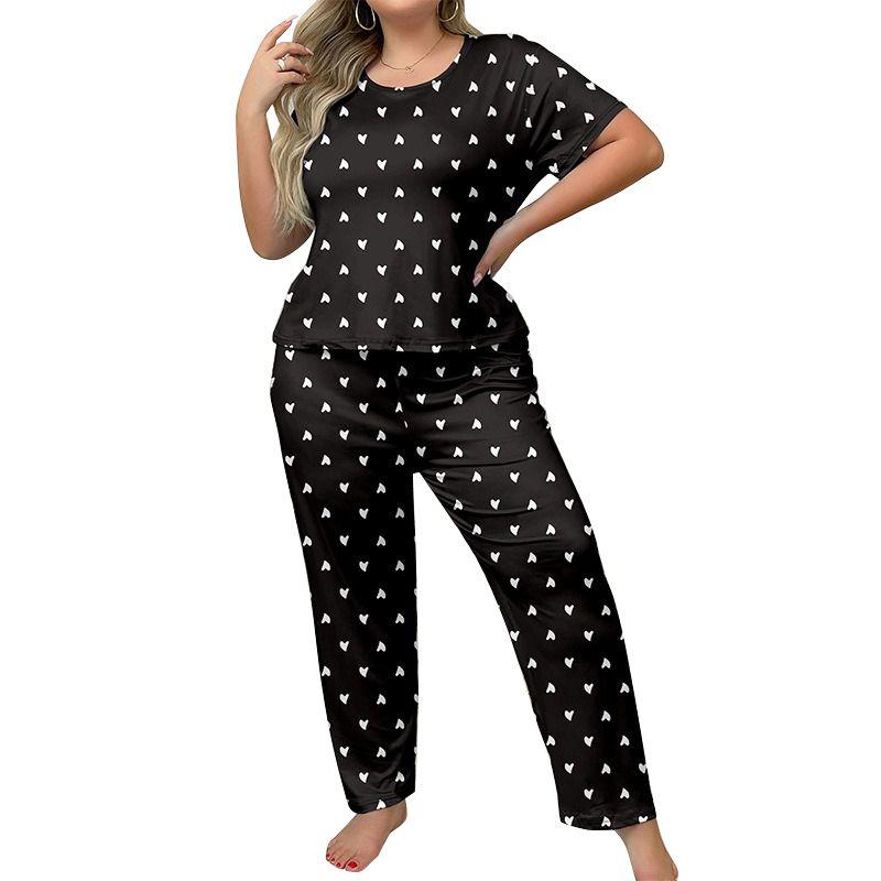 

Женские пижамные комплекты больших размеров, повседневная свободная футболка с коротким рукавом и брюки, домашняя одежда 4XL